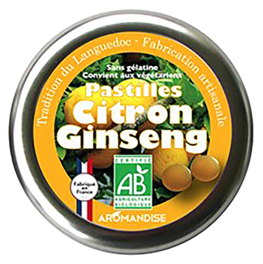 Aromandise Pastilles Citroen Ginseng Bio (45 gr)