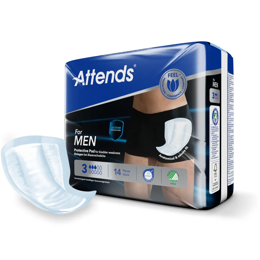Attends Men Discreet Underwear Zwart Maat M (10 Stuks)