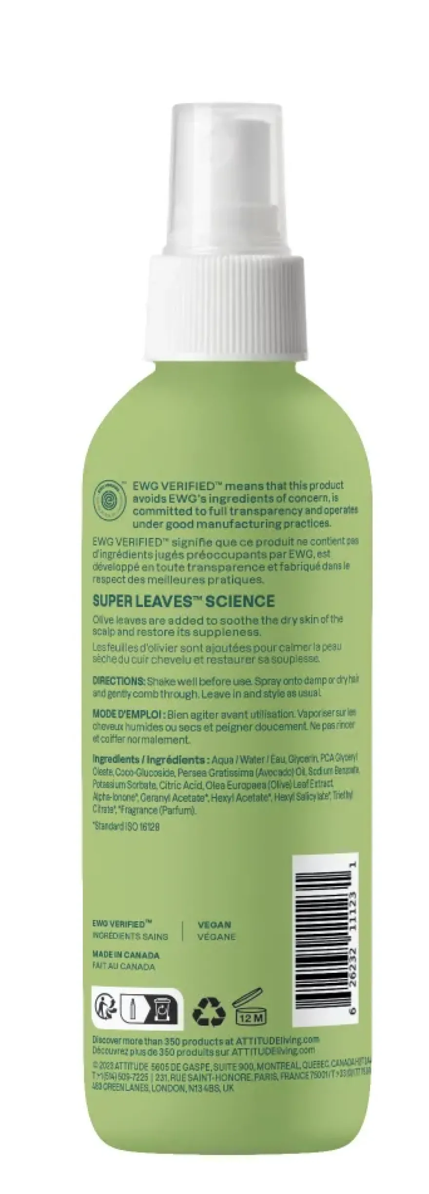 Attitude Anti-klit Haarspray Avocado Oil & Olive Leaves (240 ml)