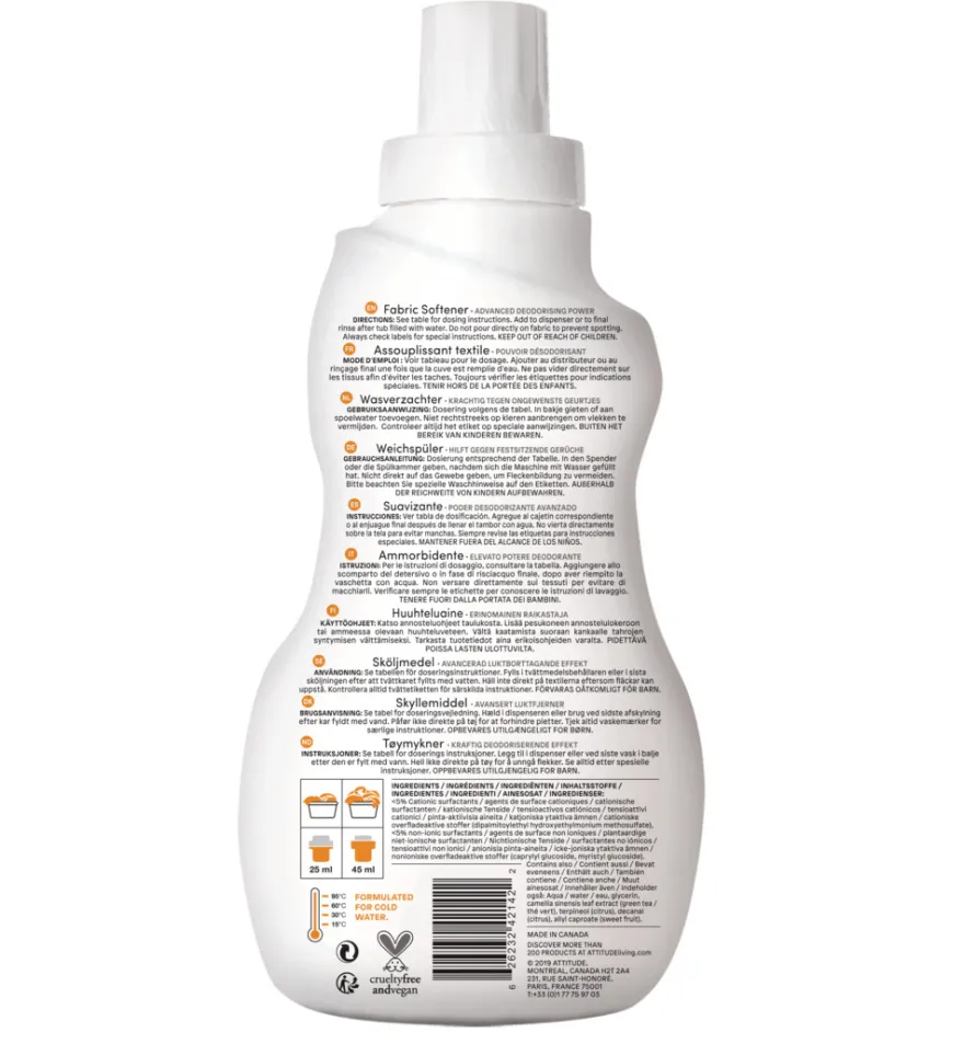 Attitude Nature+ Wasverzachter 40 Beurten Citrus Zest (1040 ml)