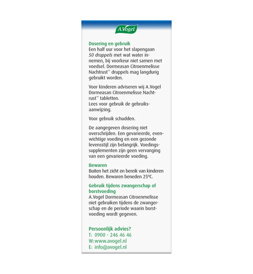 A.Vogel Dormeasan Citroenmelisse Nachtrust Druppels (100 ml)
