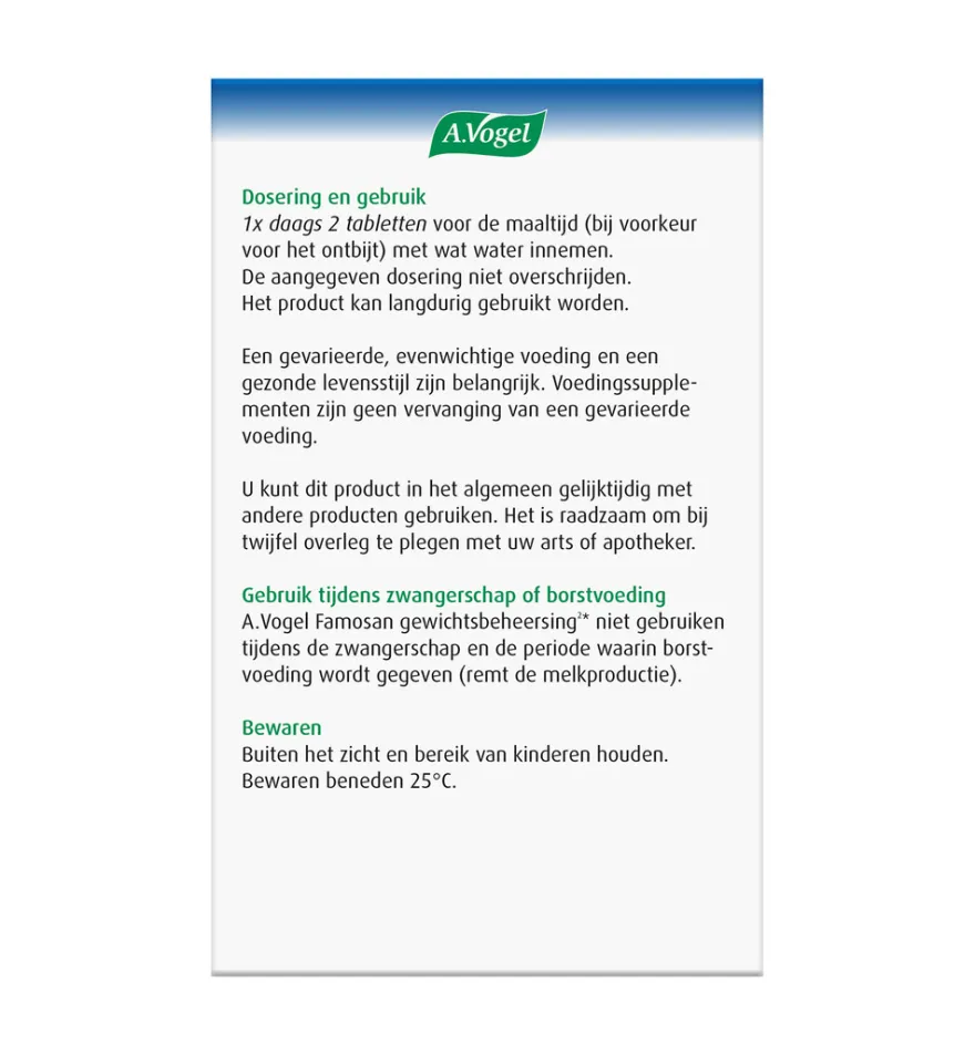 A.Vogel Famosan Overgang Gewichtsbeheersing (60 tabletten)