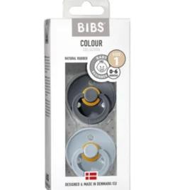 Bibs Fopspeen maat 1 – iron/baby blue 2pack (2 stuks)