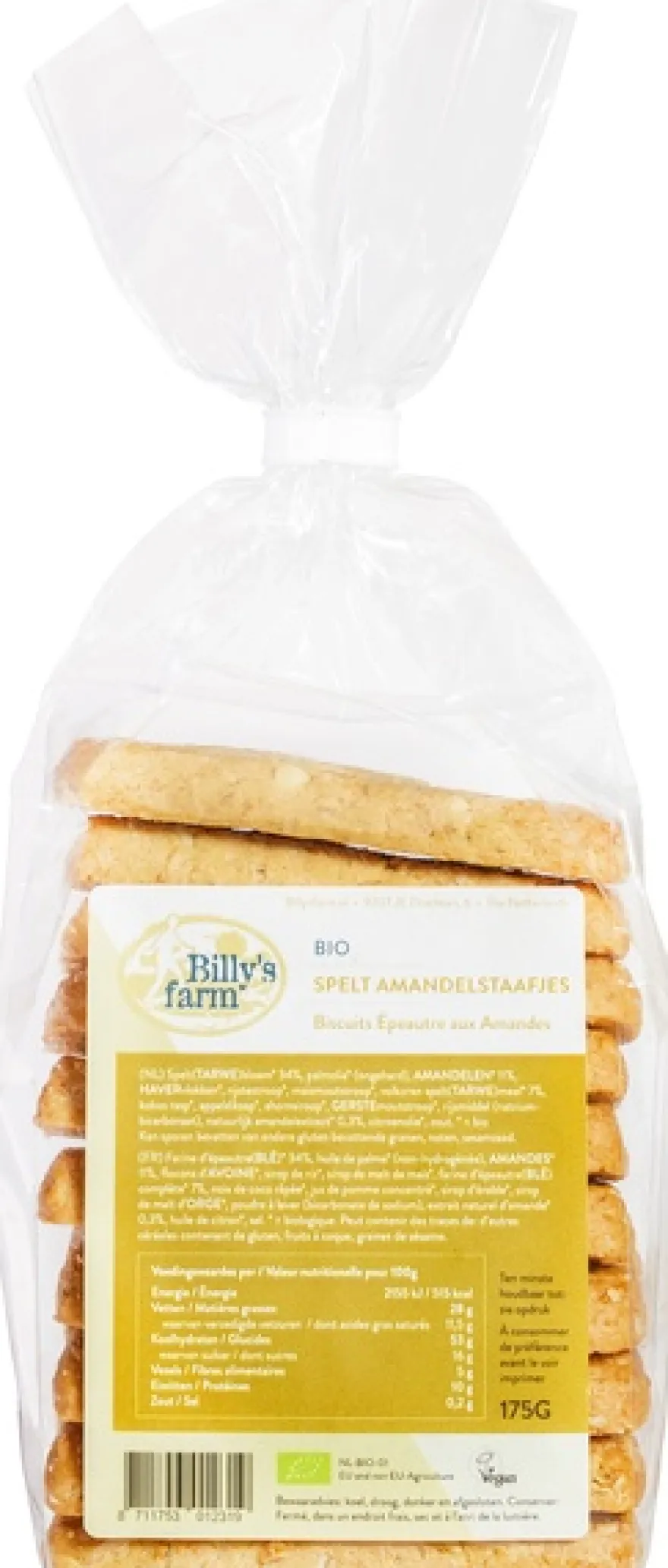 Billy’s farm Speltstaafjes Amandel (175 gr)