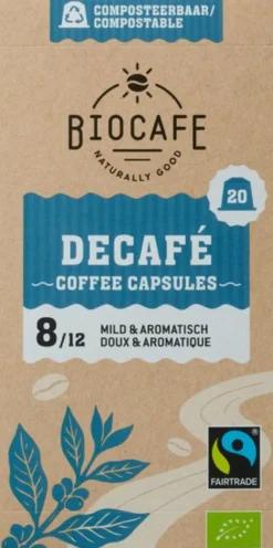 Biocafe Koffiecapsules Decaf (20 stuks)