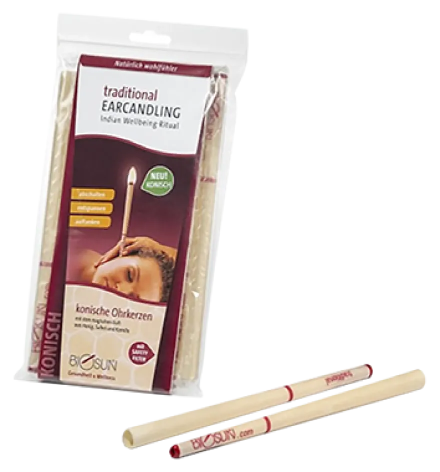 Biosun Conische Oorkaarsen – Honing, Salie en Kamille (10 stuks)