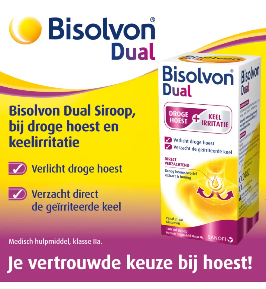 Bisolvon Dual droge hoest/keelirritatie siroop (100 ml)