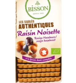 Bisson Zandkoekjes Hazelnoot/Rozijn Authentiek Bio (175 gr)