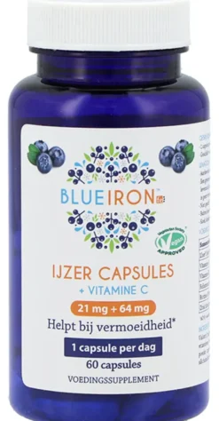 Blue Iron Ijzer + Vitamine C Capsules (60 vegetarische capsules)