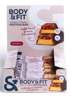 Body & Fit Body&fit High Fibre Salted Peanut Caramel Raspberry (12 x 50 gr)