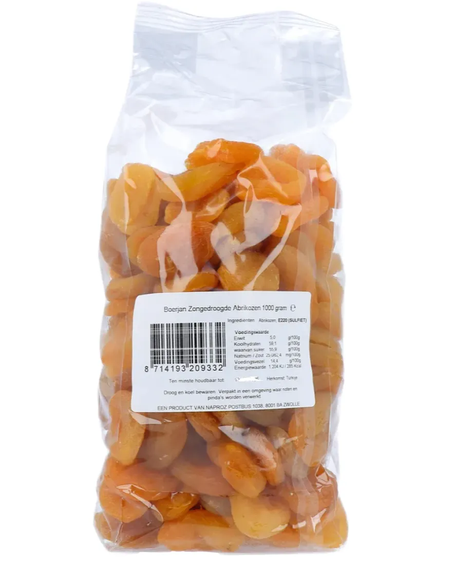 Boerjan Zongedroogde Abrikozen (1000 gr)