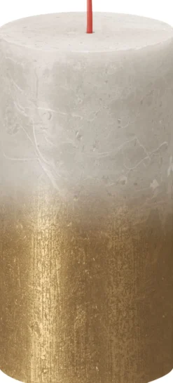 Bolsius Fading Metallic Rustiekkaars 130/68 Sandygrey + Gold (1 stuk)