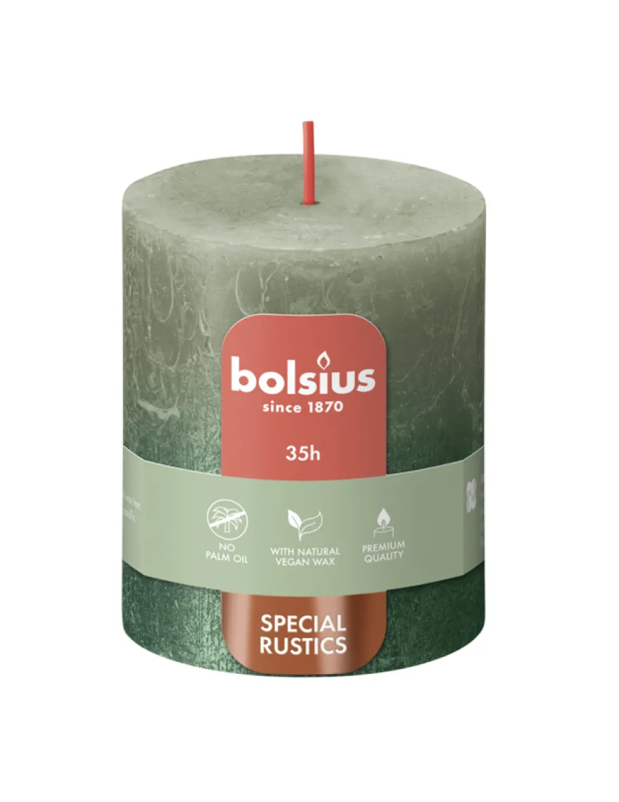 Bolsius Fading Metallic Rustiekkaars 80/68 Olivegreen + Metallic (1 stuk)