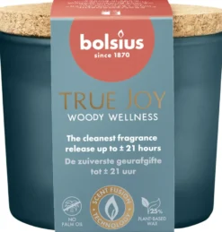 Bolsius Geurglas met kurk 66/83 True Joy Woody Wellness (1 stuk)
