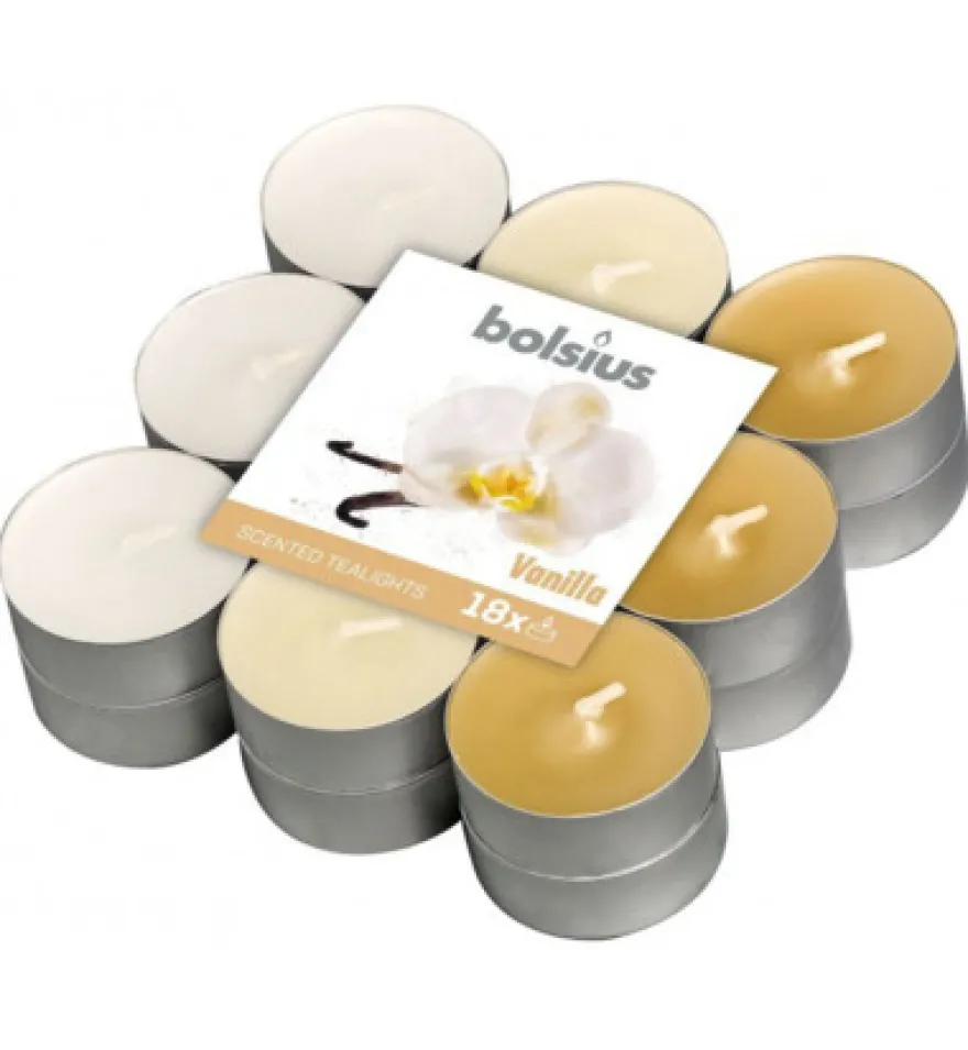 Bolsius Geurtheelicht Multi Colour Brick 18 Vanille (18 stuks)