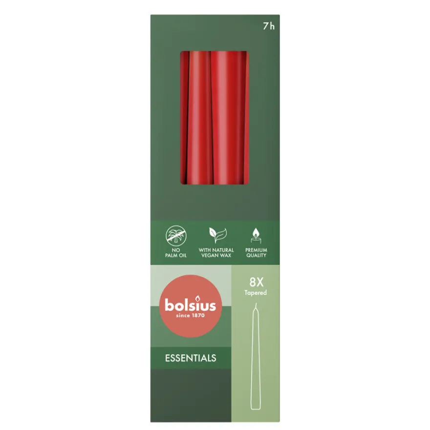 Bolsius Gotische Kaars 245/24 Doos 8 Delicate Red (8 stuks)