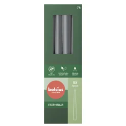 Bolsius Gotische Kaars 245/24 Doos 8 Stormygrey (8 stuks)