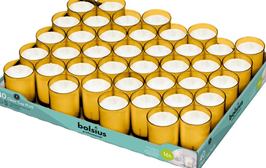 Bolsius Horeca Clear Cups 55/42 Tray 40 Amber (40 stuks)