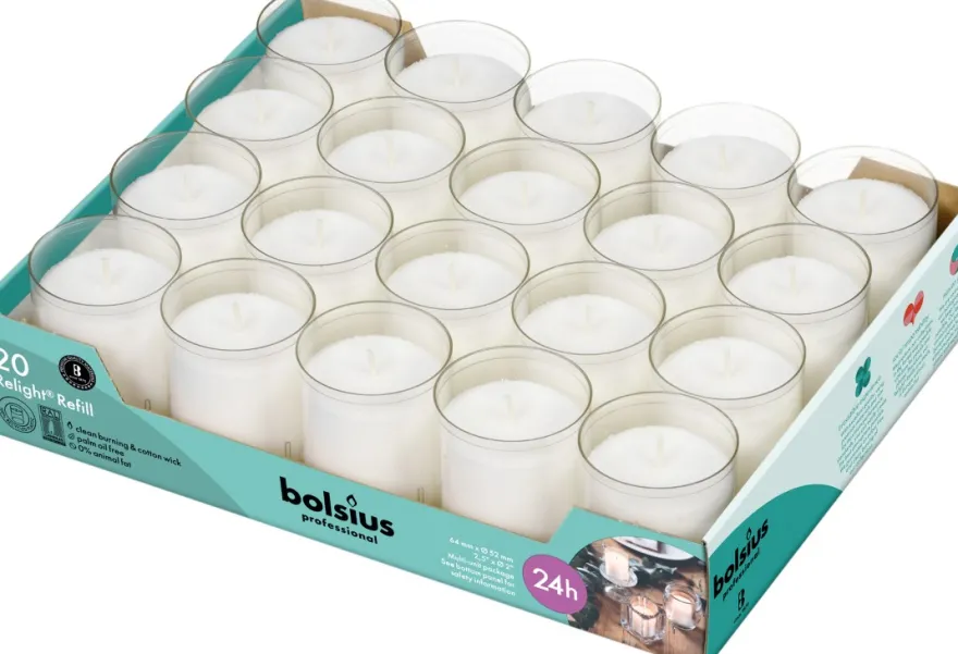 Bolsius Horeca Relight® Navullingen 64/52 Transparant (20 stuks)
