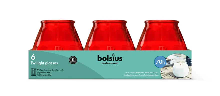 Bolsius Horeca Twilight 104/99 Rood (6 stuks)