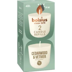 Bolsius Navulling Clean Light pack 2 Cedarwood & Vetiver (2 stuks)