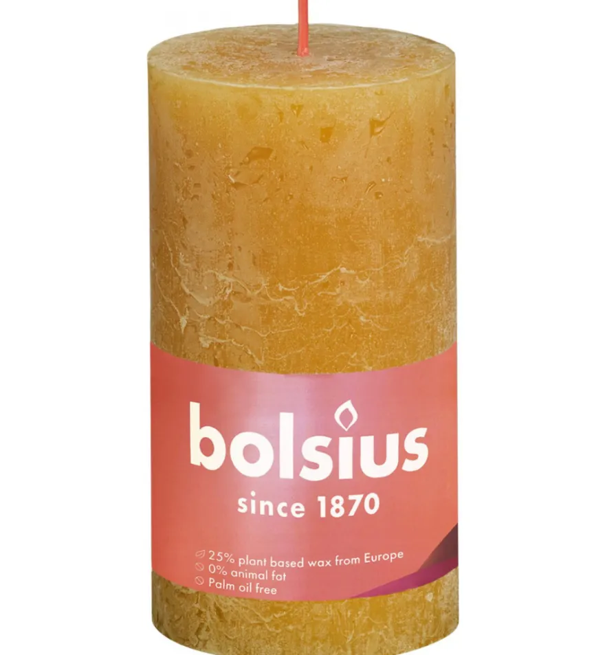 Bolsius Rustiekkaars Shine 130/68 130/68 Honeycomb Yellow (1 stuk)