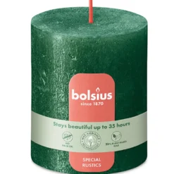 Bolsius Rustiek Shimmer Stompkaars 80/68 Pine Green (1 stuk)