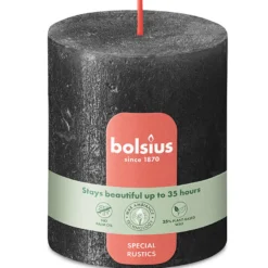 Bolsius Rustiek Shimmer Stompkaars 80/68 Antraciet (1 stuk)