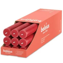 Bolsius – Rustiek Tafelkaars Delicate Red (9 stuks)
