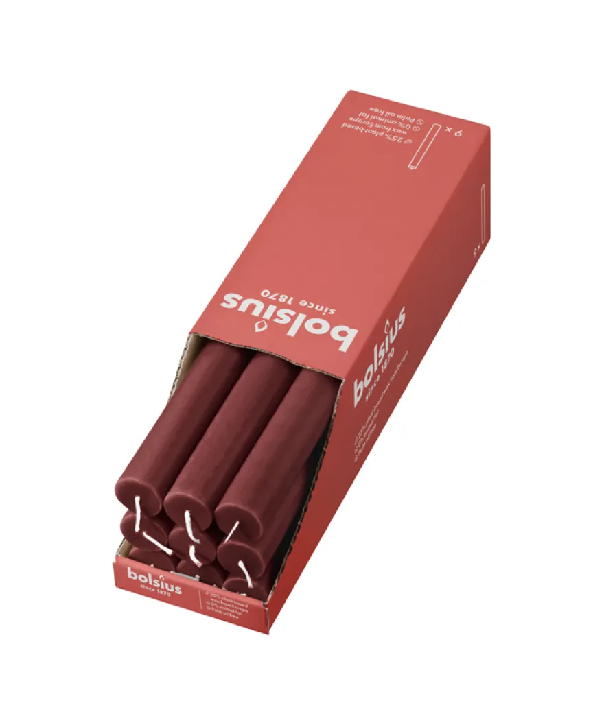Bolsius Rustiek Tafelkaars 9 Stuks Velvet Red 270/23 (1 stuk)