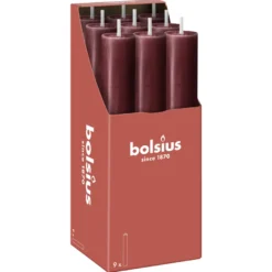 Bolsius Rustiek tafelkaars XL Velvet Red (9 stuks)