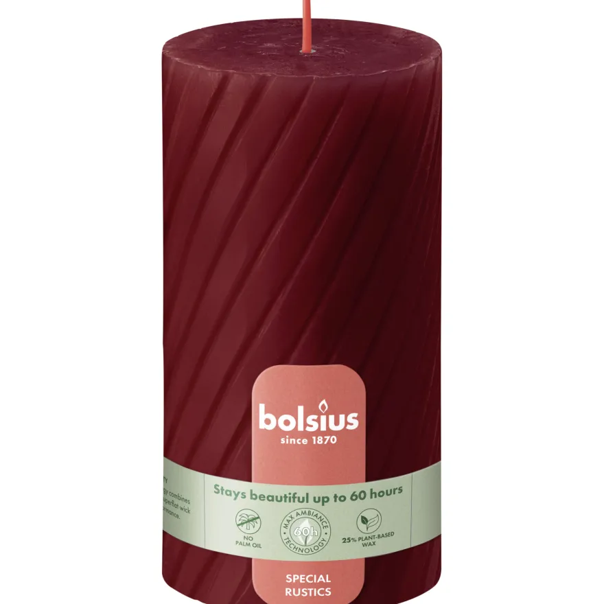 Bolsius Rustiek twist stompkaars 130/68 Red (1 stuk)