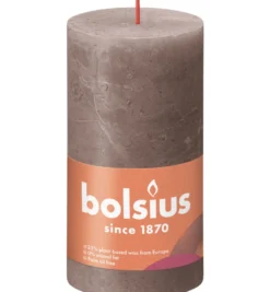 Bolsius Shine Rustiek Stompkaars 130/68 Rustic Taupe (1 stuk)