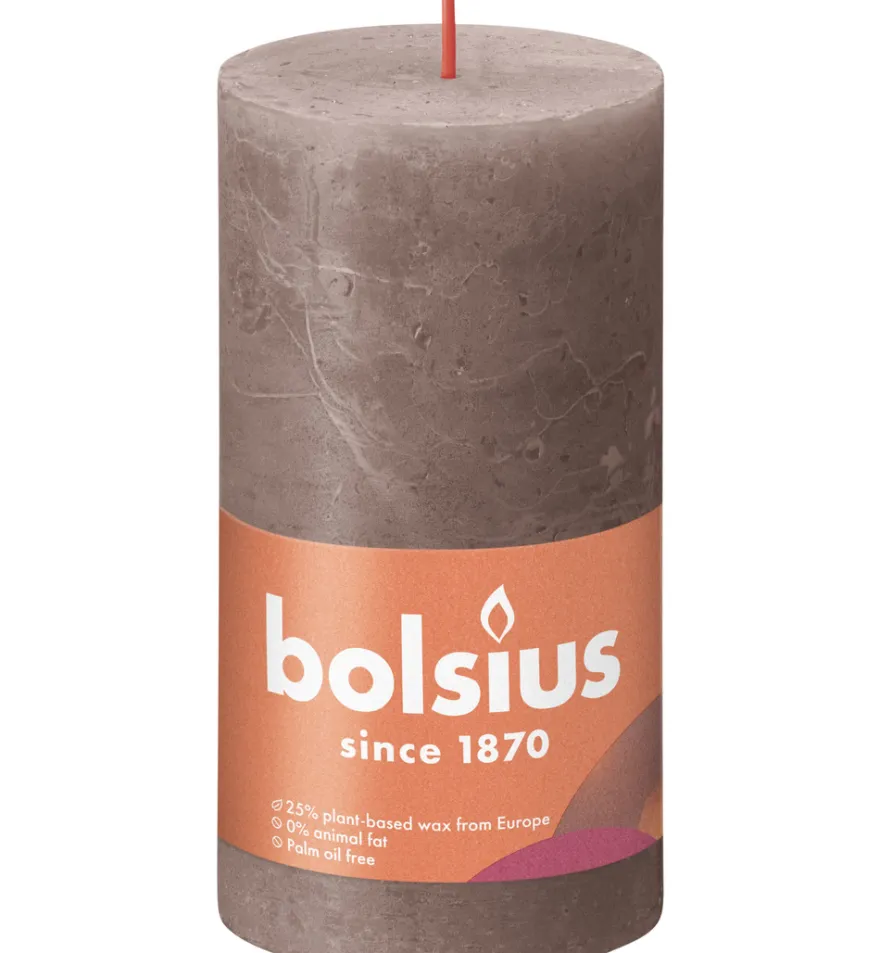 Bolsius Shine Rustiek Stompkaars 130/68 Rustic Taupe (1 stuk)