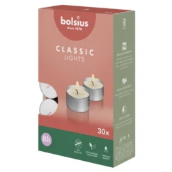 Bolsius Theelichten 8-Uur Wit (30 stuks)