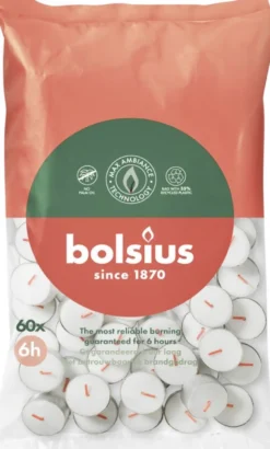 Bolsius Theelicht 6-Uur Zak (60 stuks)