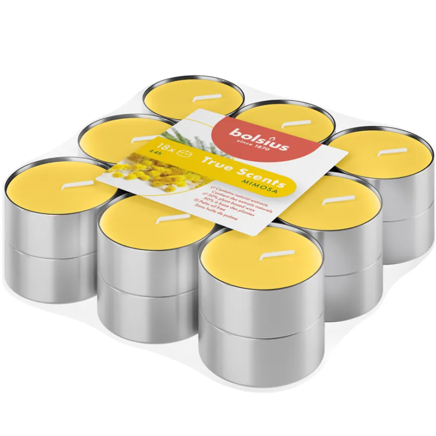 Bolsius True Scents Geurtheelichten 4U Mimosa (18 stuks)