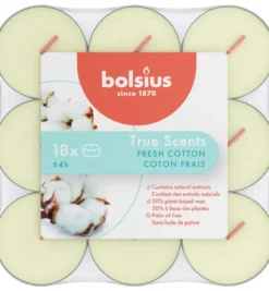 Bolsius True Scents Geurtheelichten 4 Uur Fresh Cotton (9 stuks)