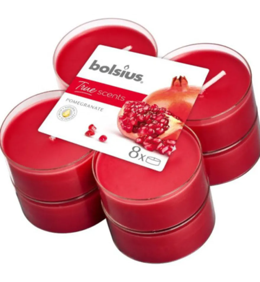 Bolsius True Scents Maxilicht Pomegranate (8 stuks)