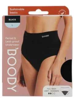 Boody Menstruatieondergoed Tailleslip Zwart Licht/normaal Maat L (1 stuk)