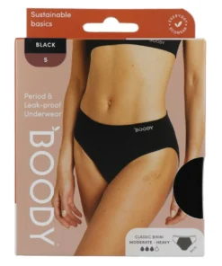 Boody Menstruatieondergoed Bikinislip Zwart Normaal/hevig Maat S (1 stuk)