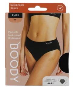 Boody Menstruatieondergoed Bikinislip Zwart Normaal/hevig Maat Xs (1 stuk)