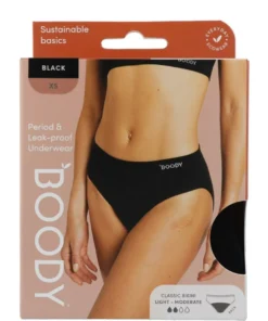 Boody Menstruatieondergoed Bikinislip Zwart Licht / Normaal Maat Xs (1 stuk)