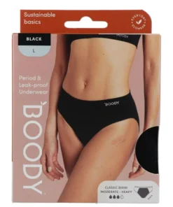 Boody Menstruatieondergoed Bikinislip Zwart Normaal/hevig Maat L (1 stuk)