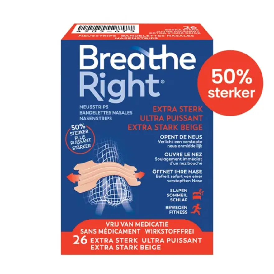 Breathe Right Neusstrips Extra Sterk (26 stuks)
