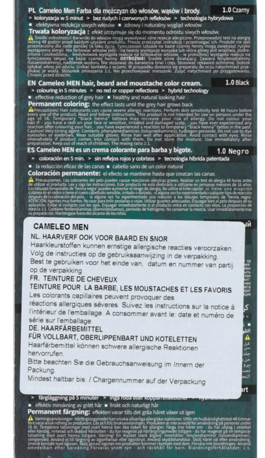 Cameleo Men Hair Color Cream 1.0 Black (1 stuk)