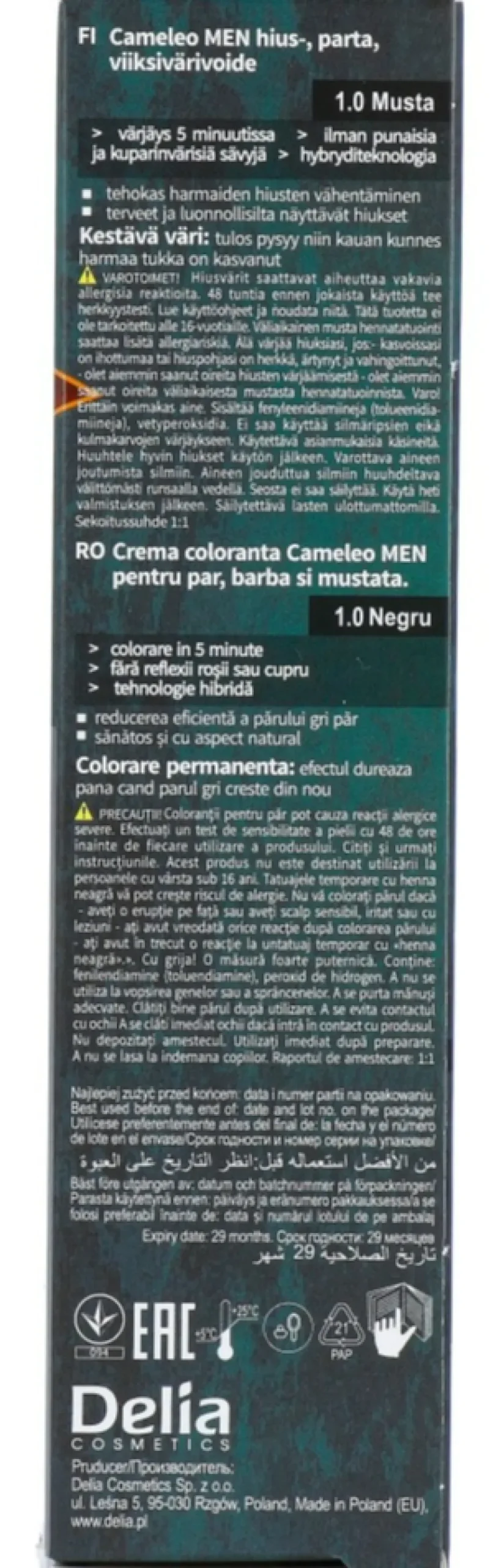 Cameleo Men Hair Color Cream 1.0 Black (1 stuk)