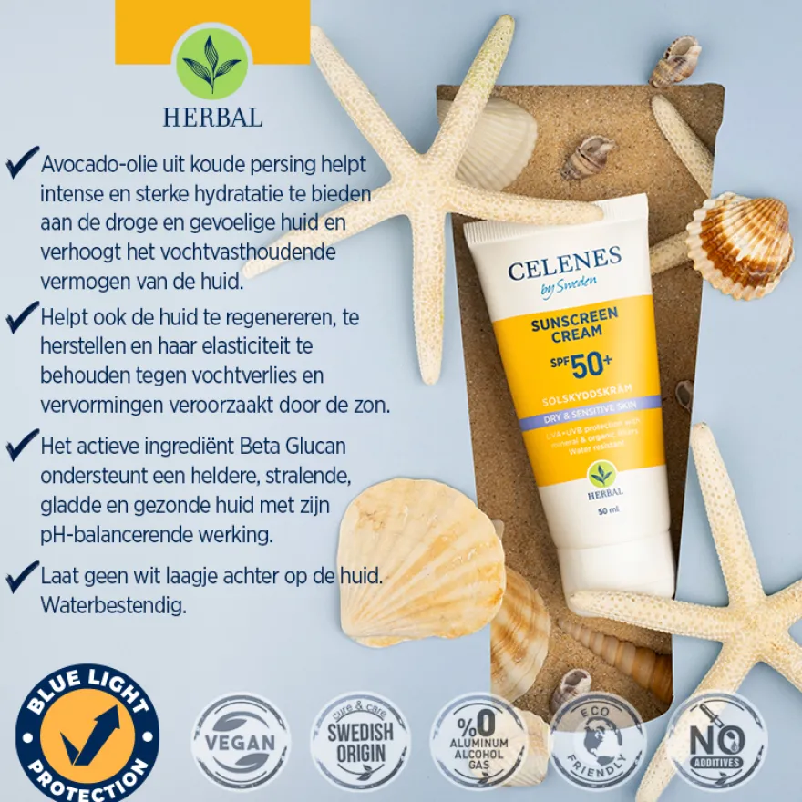 Celenes Herbal sunscreen sensitive/dry skin SPF50+ (50 ml)