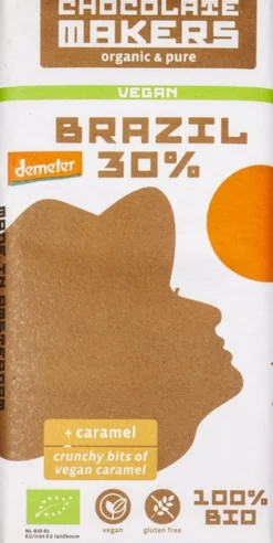 Chocolatemakers Chocoladereep Caramel 30% Cacao Brazil (80 gr)