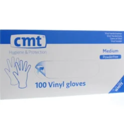 cmt Onderzoekshandschoen vinyl wit poedervrij M (100 stuks)